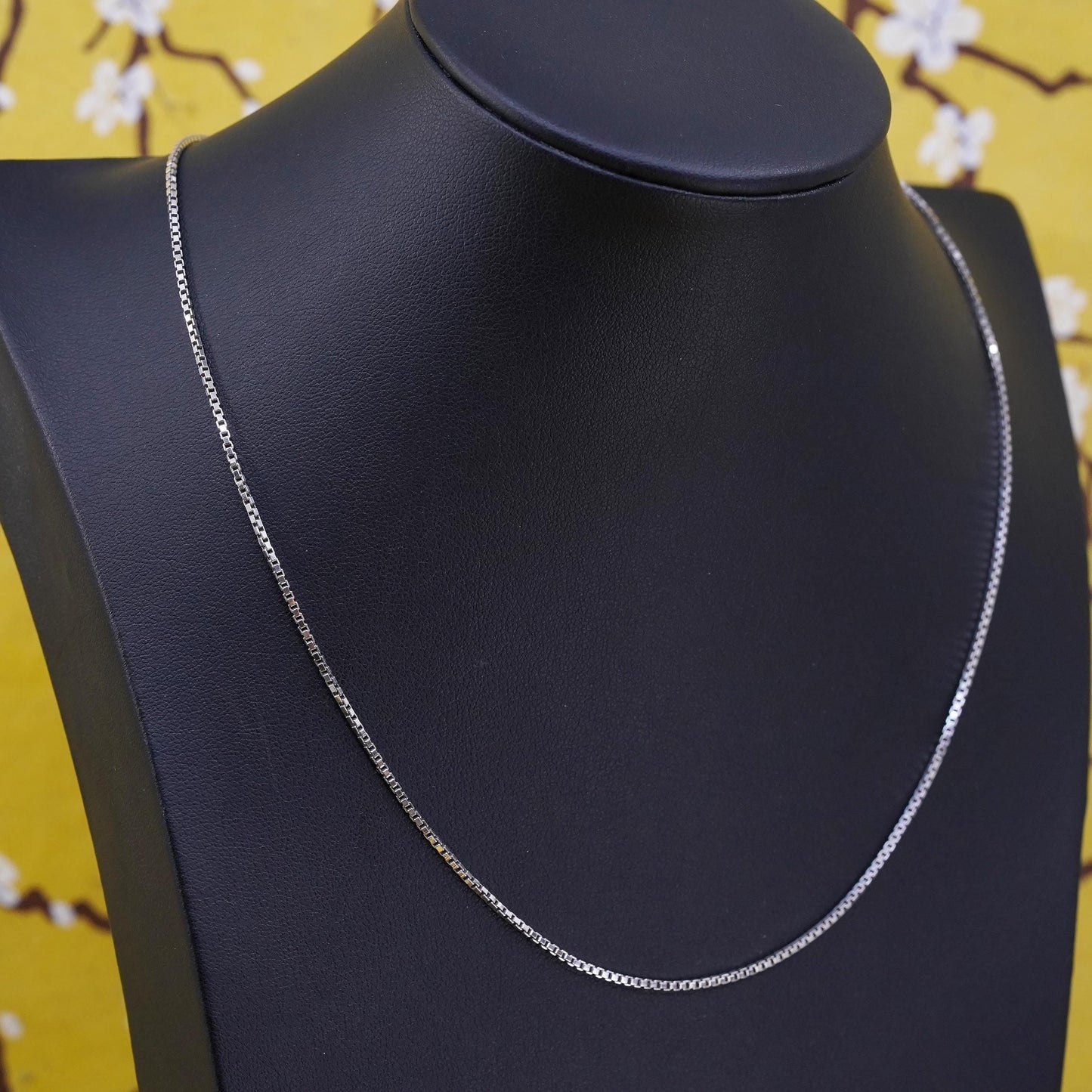 18”, 1.6mm, vintage Sterling silver box chain, Italy 925 necklace