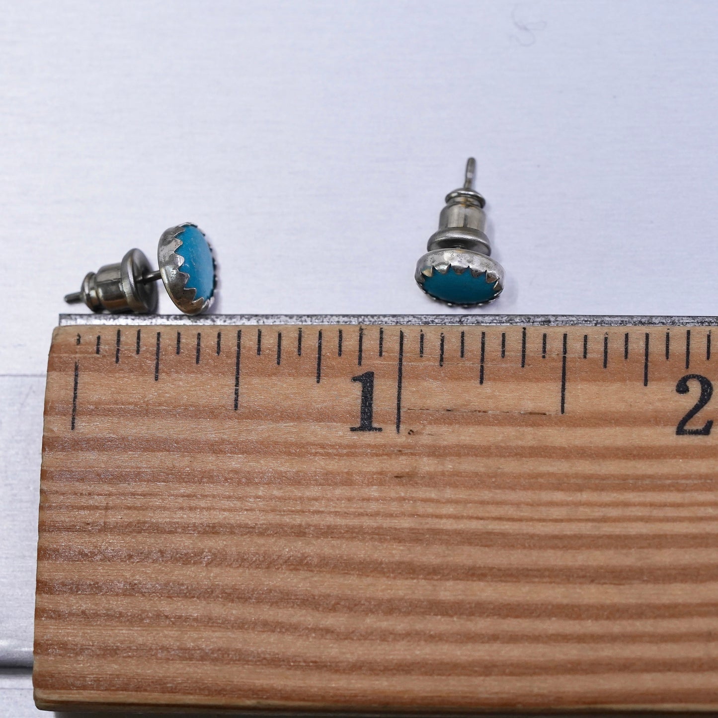 southwestern Sterling Silver Native American Earrings, 925 studs with turquoise