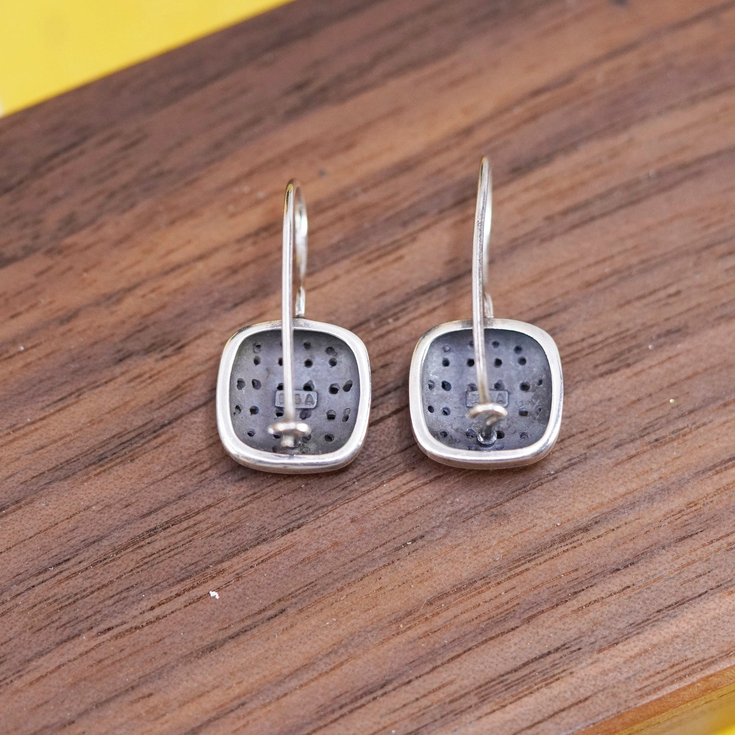 Vintage 925 Sterling Silver handmade square Earrings