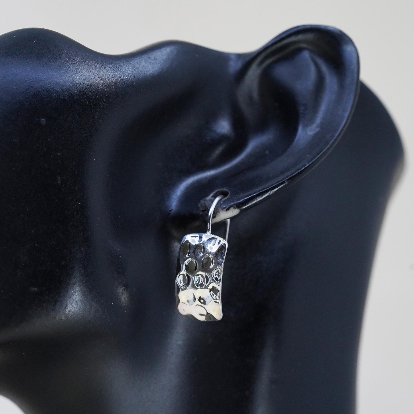 VTG Silpada 925 Sterling Silver Hammered Rectangle French Hook Earrings W0991