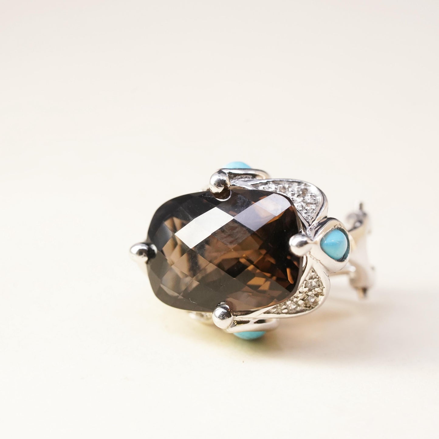 VTG Sterling 925 Silver and single 1 earring smoky quartz, Latch Back Fastener