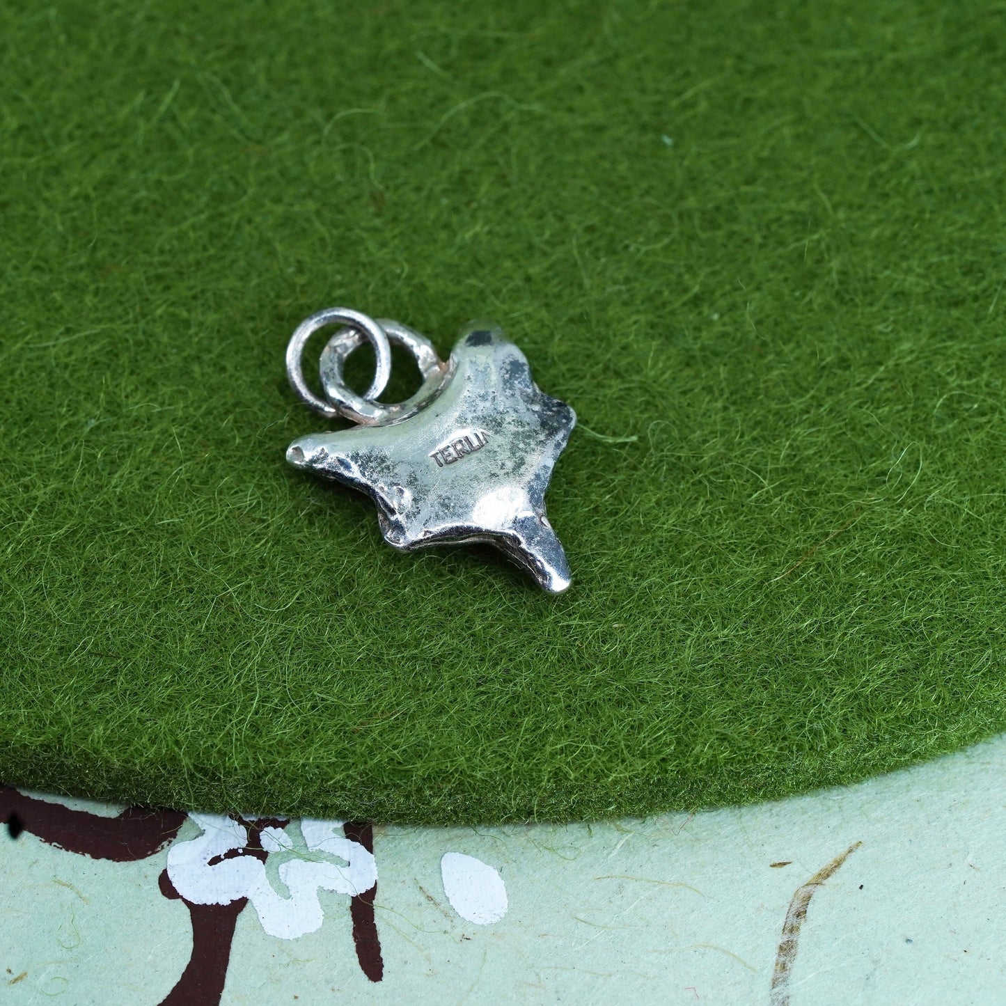 Vintage sterling silver handmade pendant, 925 silver fox head charm