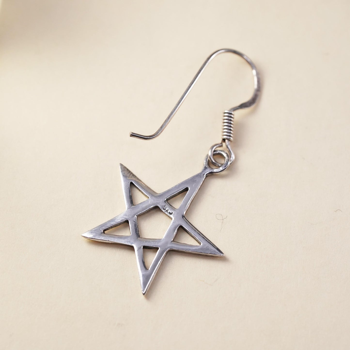 Vintage Sterling silver handmade pendant, 925 star single earring