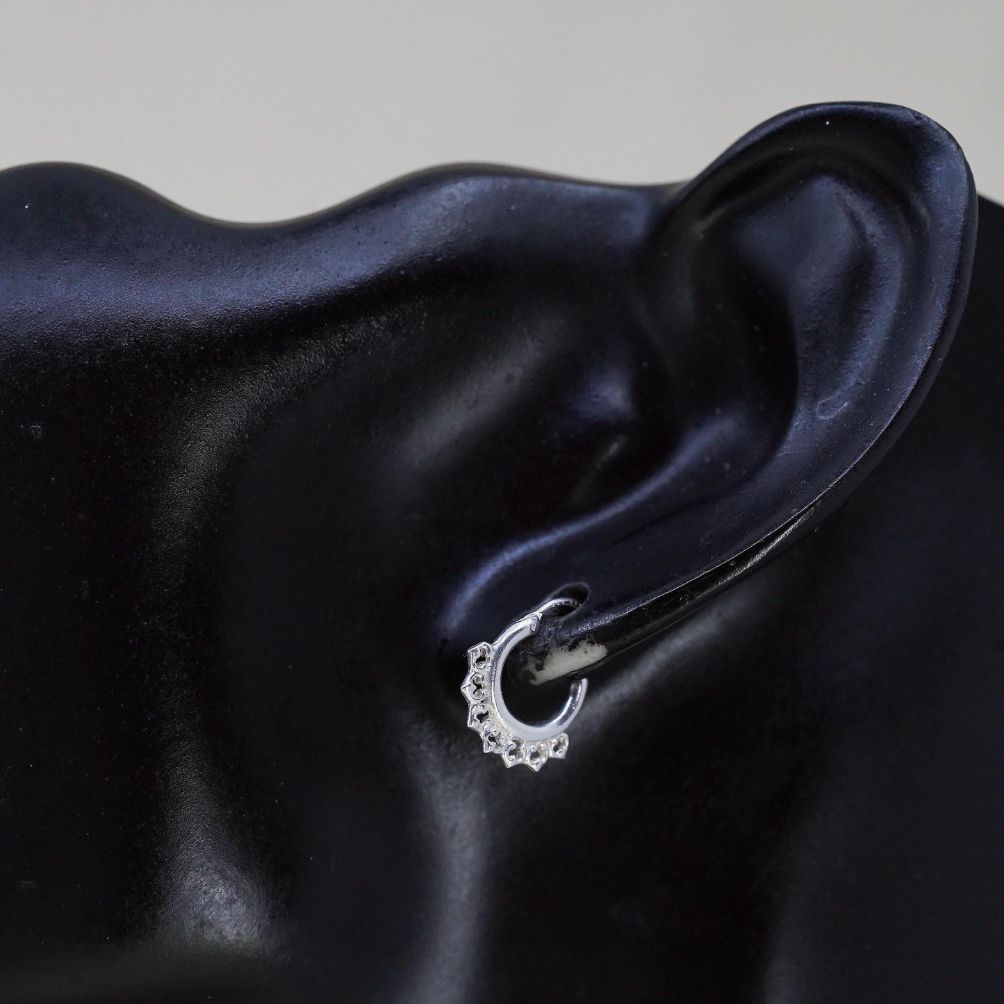 10mm, Vintage sterling silver loop earrings, fashion, fine 925 silver hoops