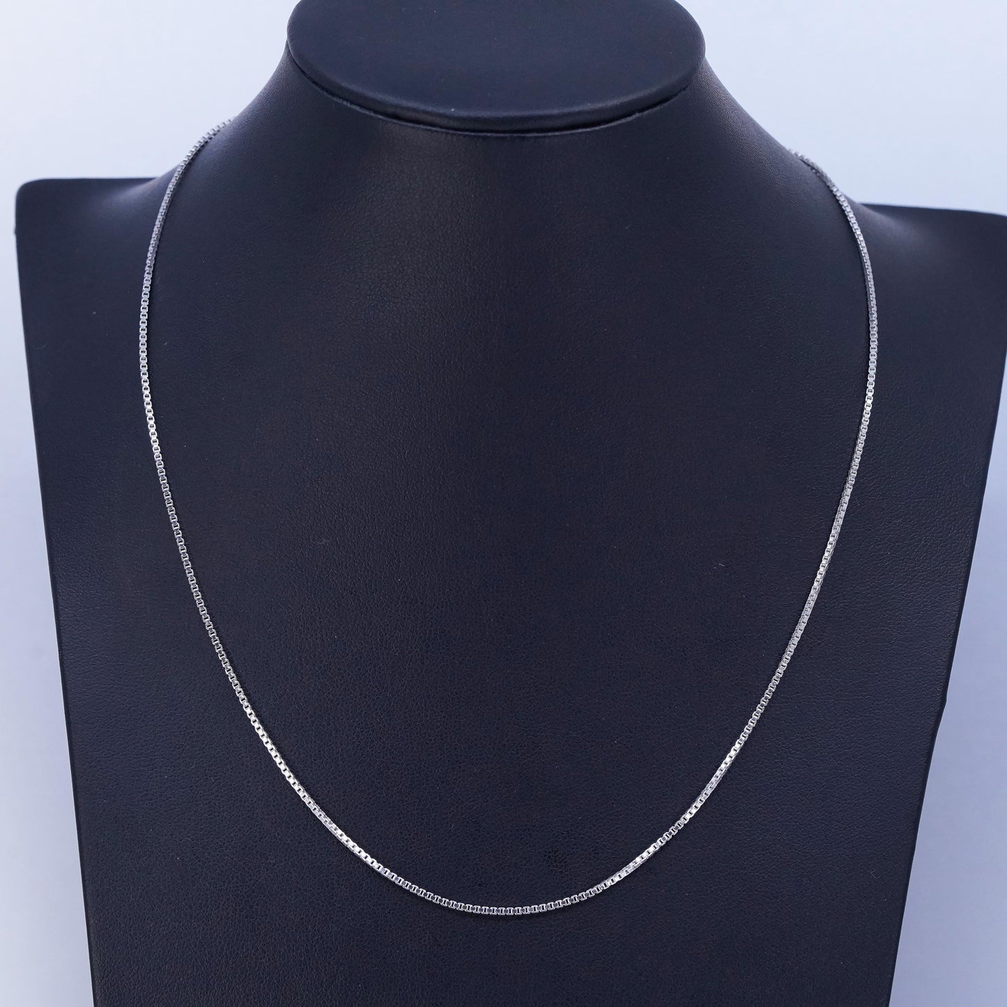18” 1mm, vintage Italy 925 silver box chain necklace