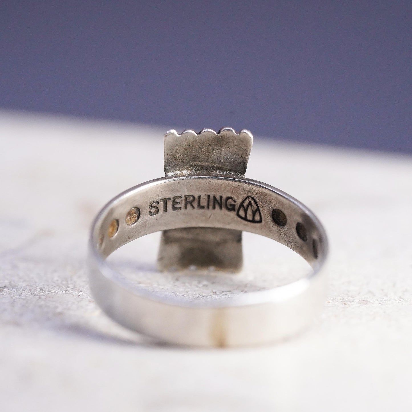 Size 3.5, Vintage Campfire Girls Wood Gathering Sterling Silver 925 Ring