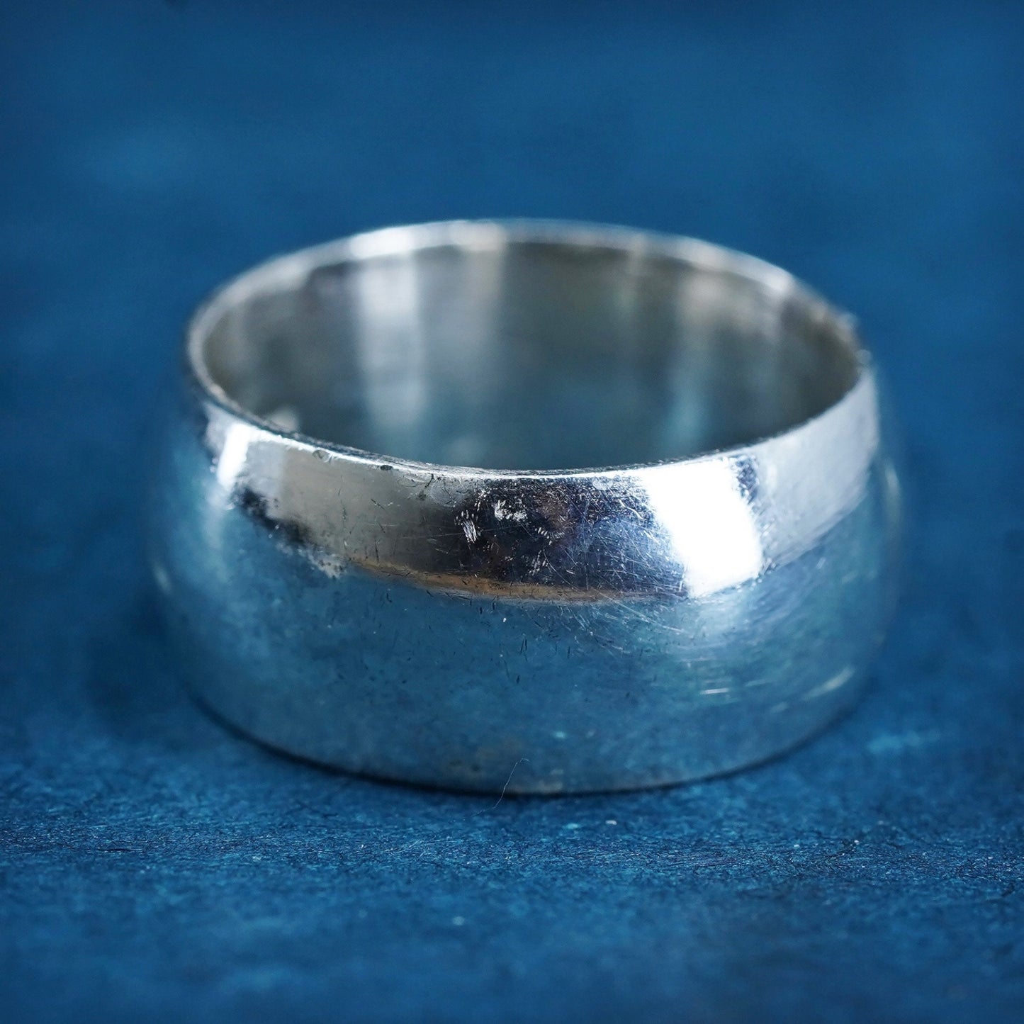 Size 5.25, vintage mexico Sterling silver handmade ring, hammered 925 wide band