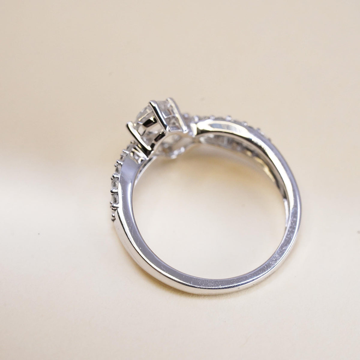 Size 7, Sterling 925 silver engagement ring with cluster CZ and cluster cz