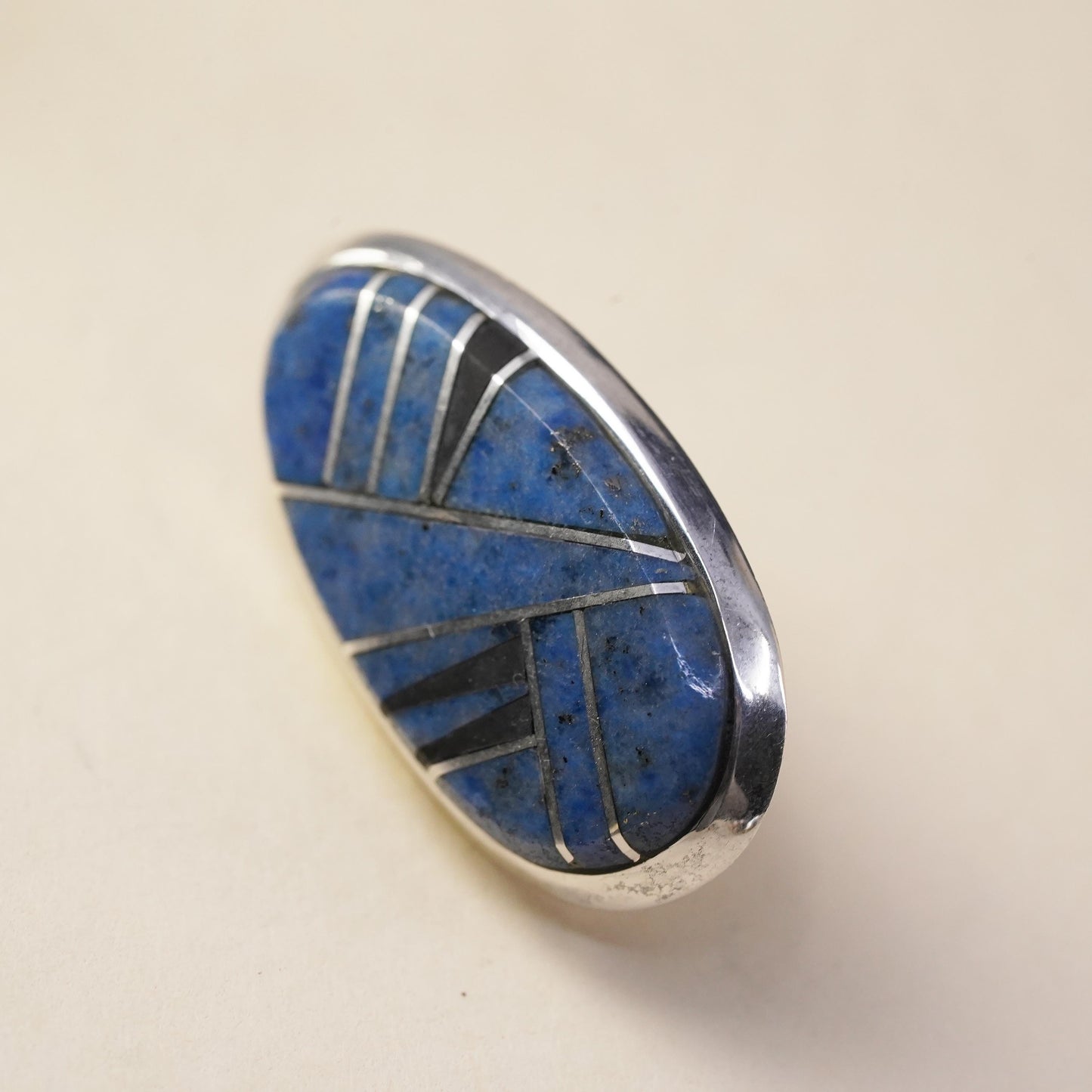 Native American Navajo single earring. Navajo Sterling 925 silver stud lapis