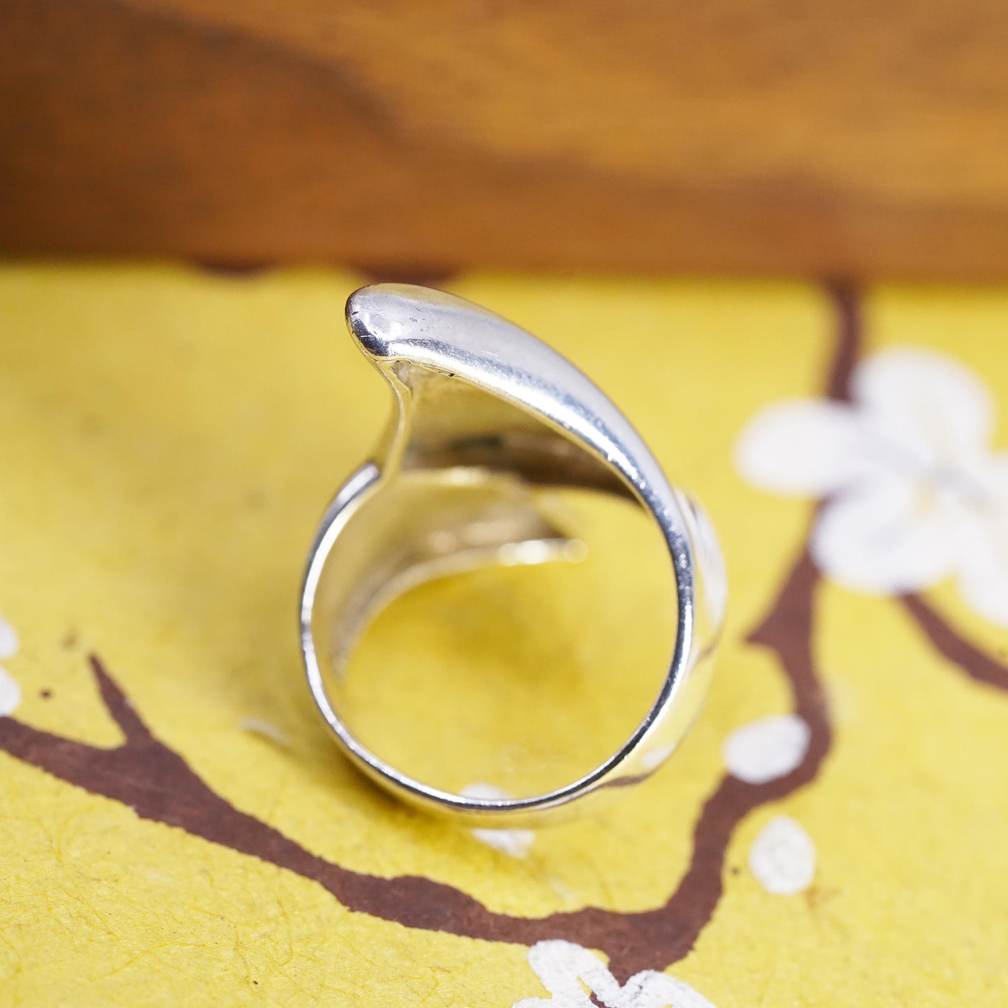 Size 6, vintage Sterling silver handmade ring, Modern 925 wavy band