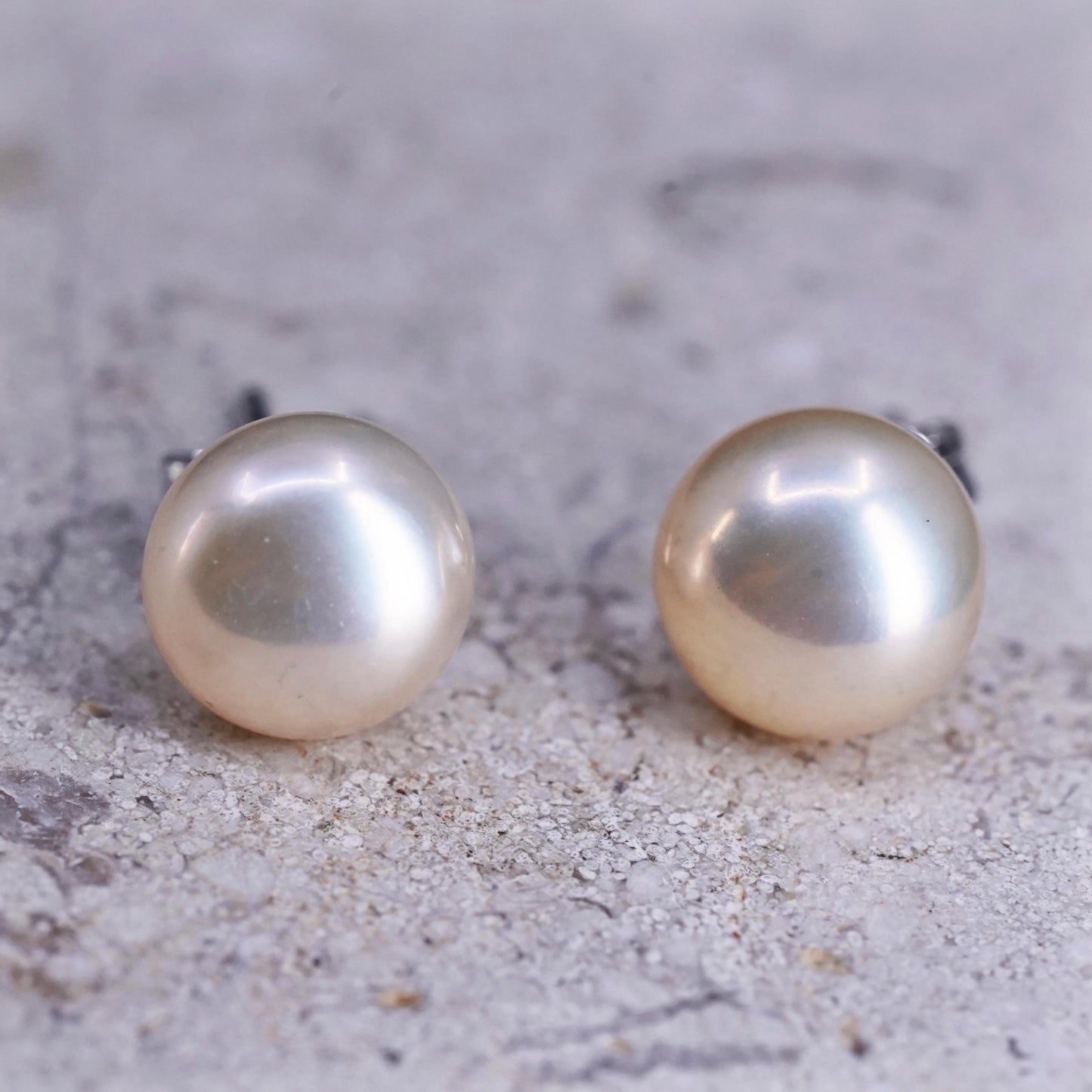 7mm, Sterling 925 silver with freshwater pearl studs earrings