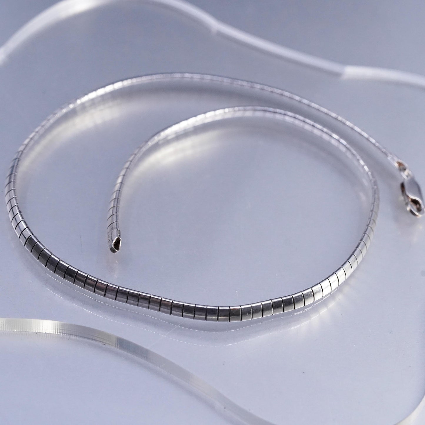 16" 4mm, vintage Italian 925 Sterling silver omega chain necklace