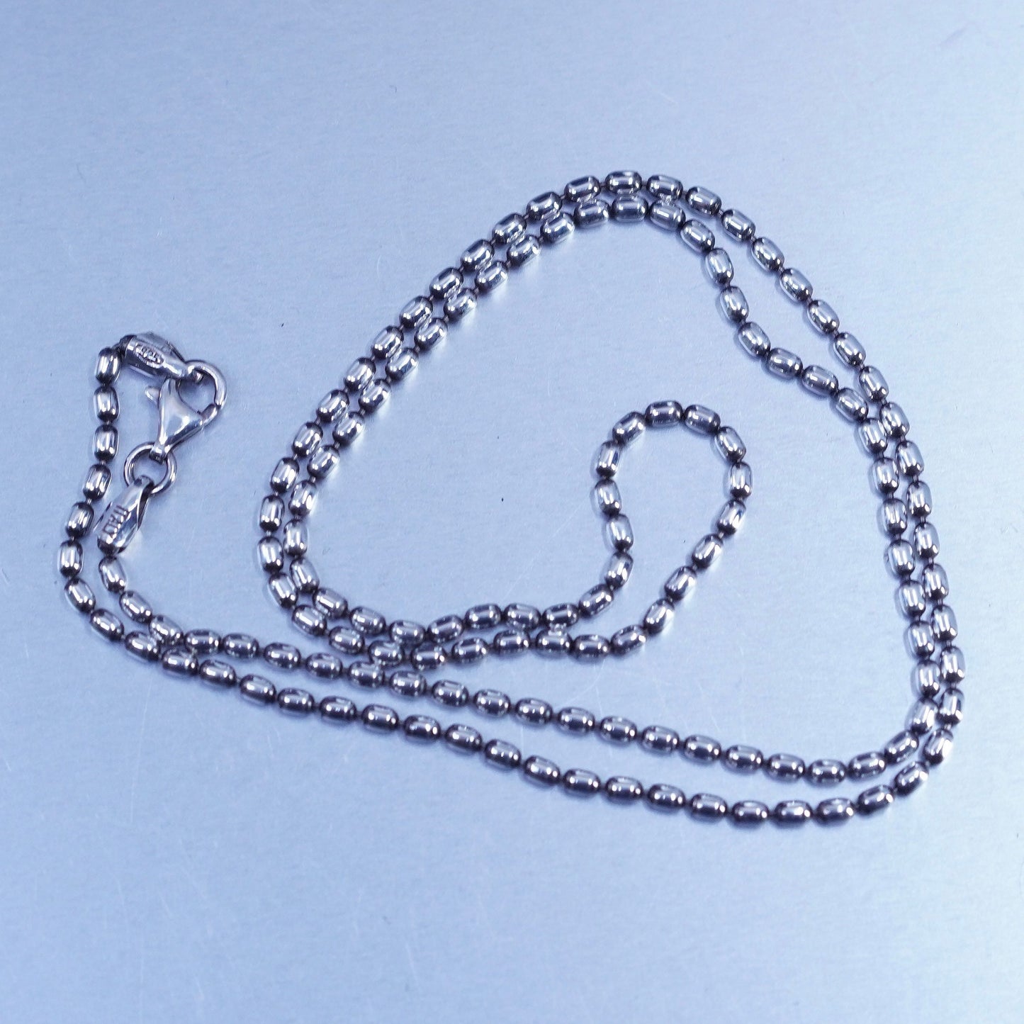 18” 2mm, vintage Italy Sterling 925 silver bead chain necklace