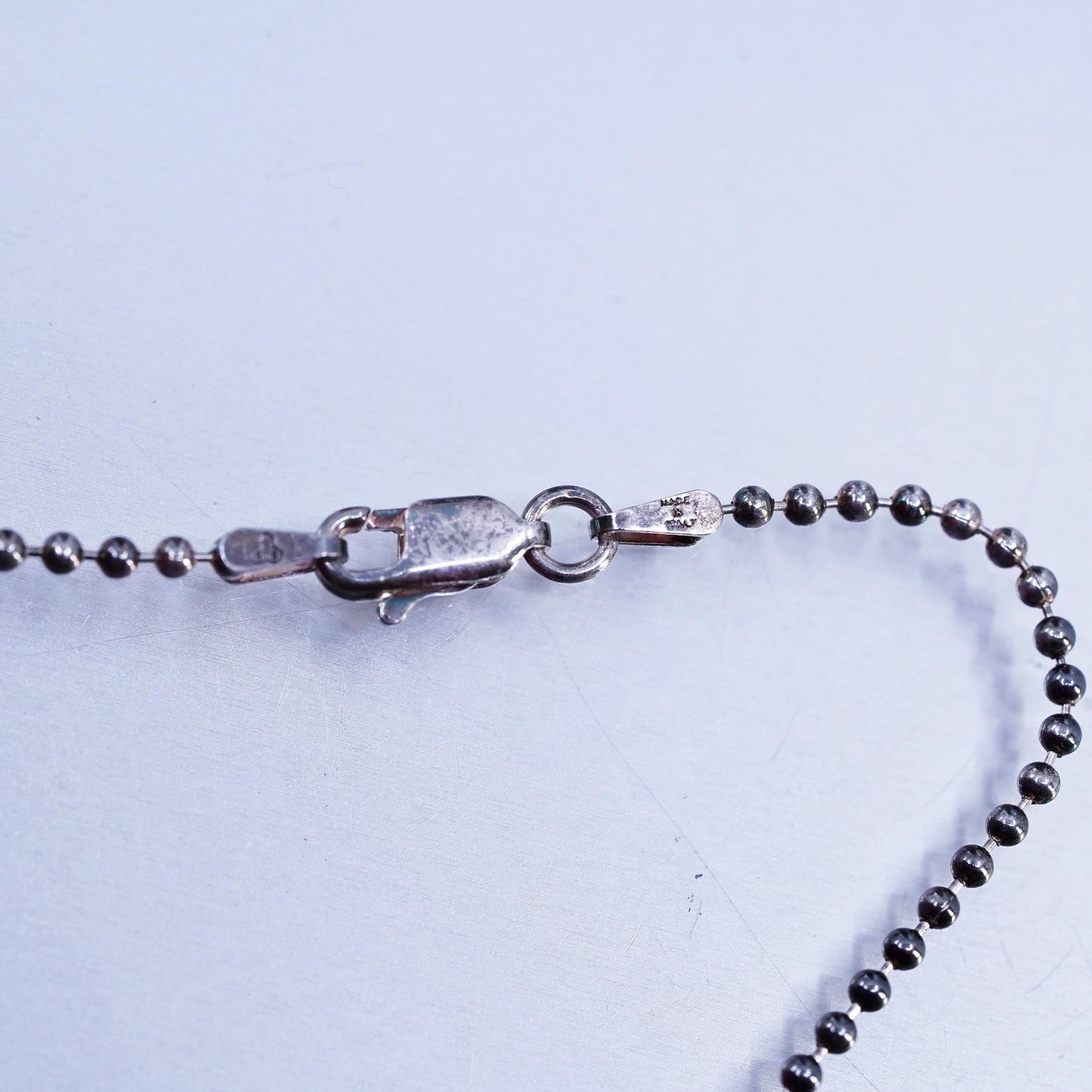 20" 1mm, vintage Italian IBB Sterling 925 silver oxidized chain necklace beads