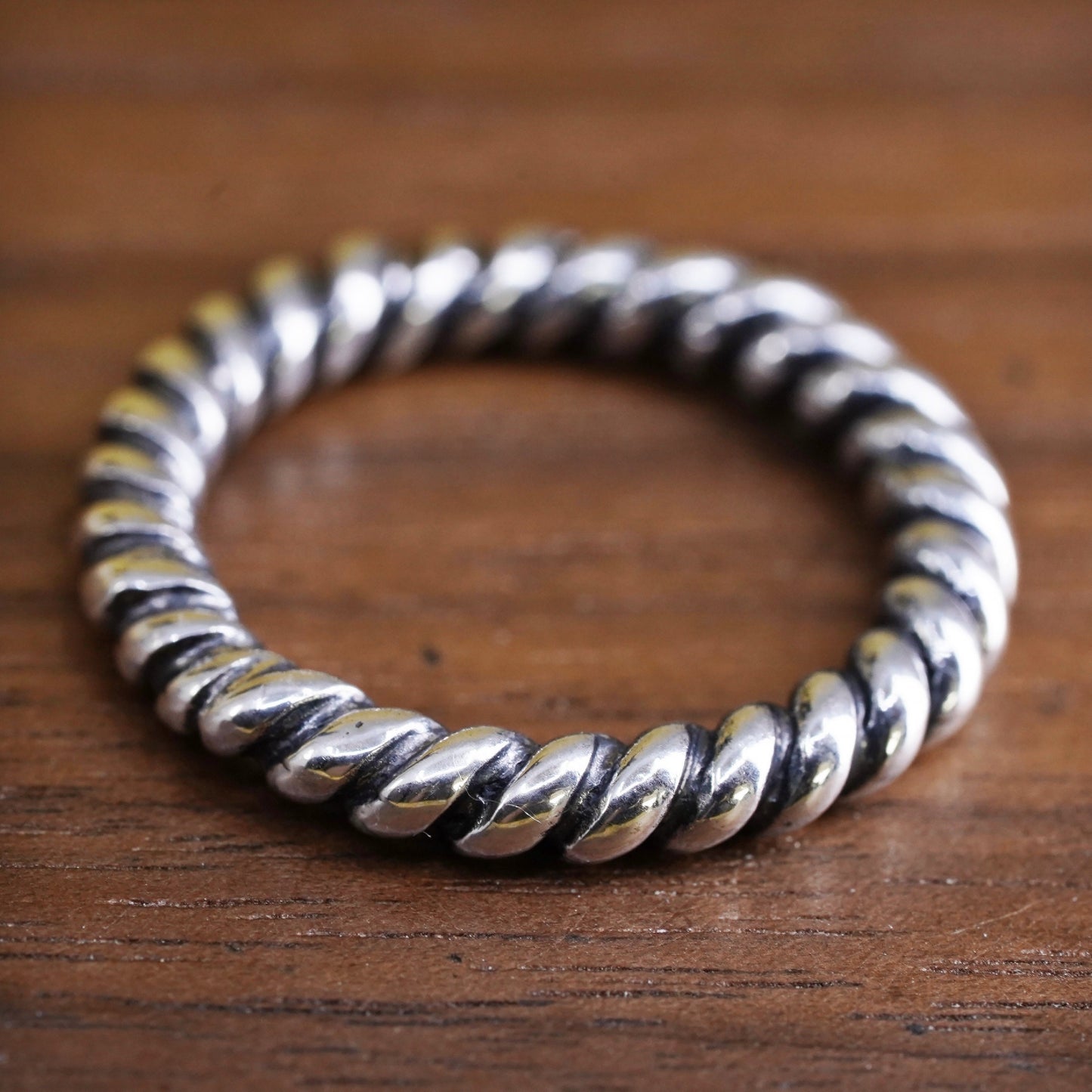 Size 6, vintage Sterling silver handmade ring, Mexican 925 cable band