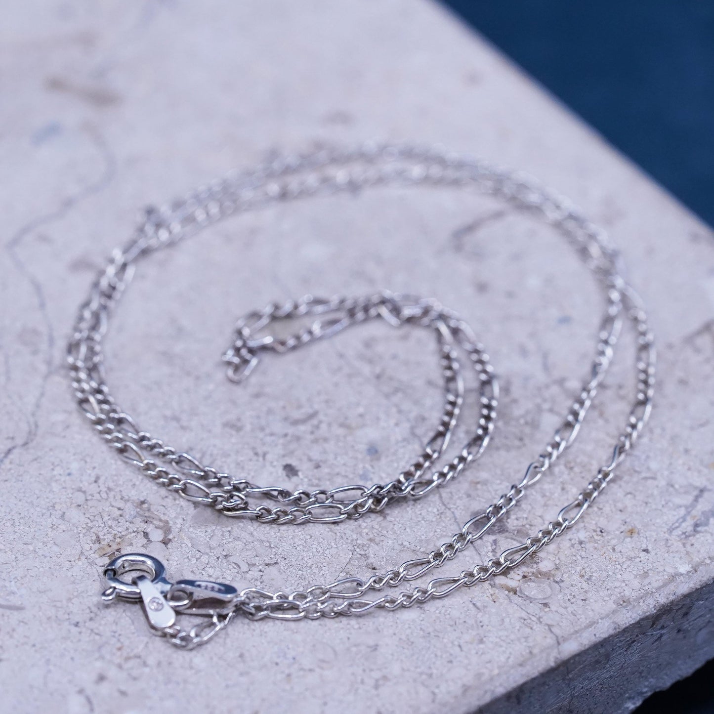 18”, 2mm, vintage Sterling silver handmade necklace, 925 Figaro chain