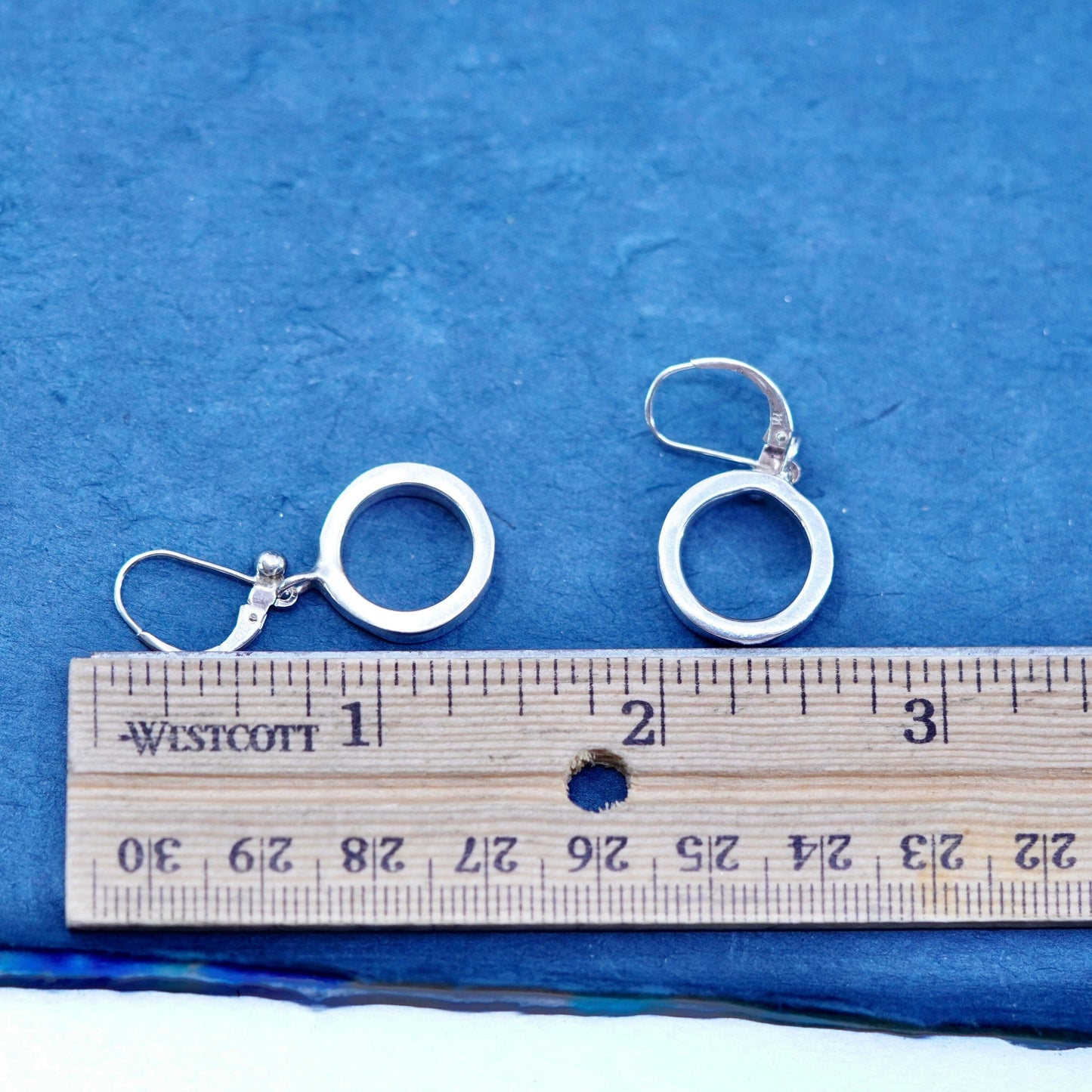 Vintage Barra Sterling Silver handmade Earrings. Hammered 925 circle dangles
