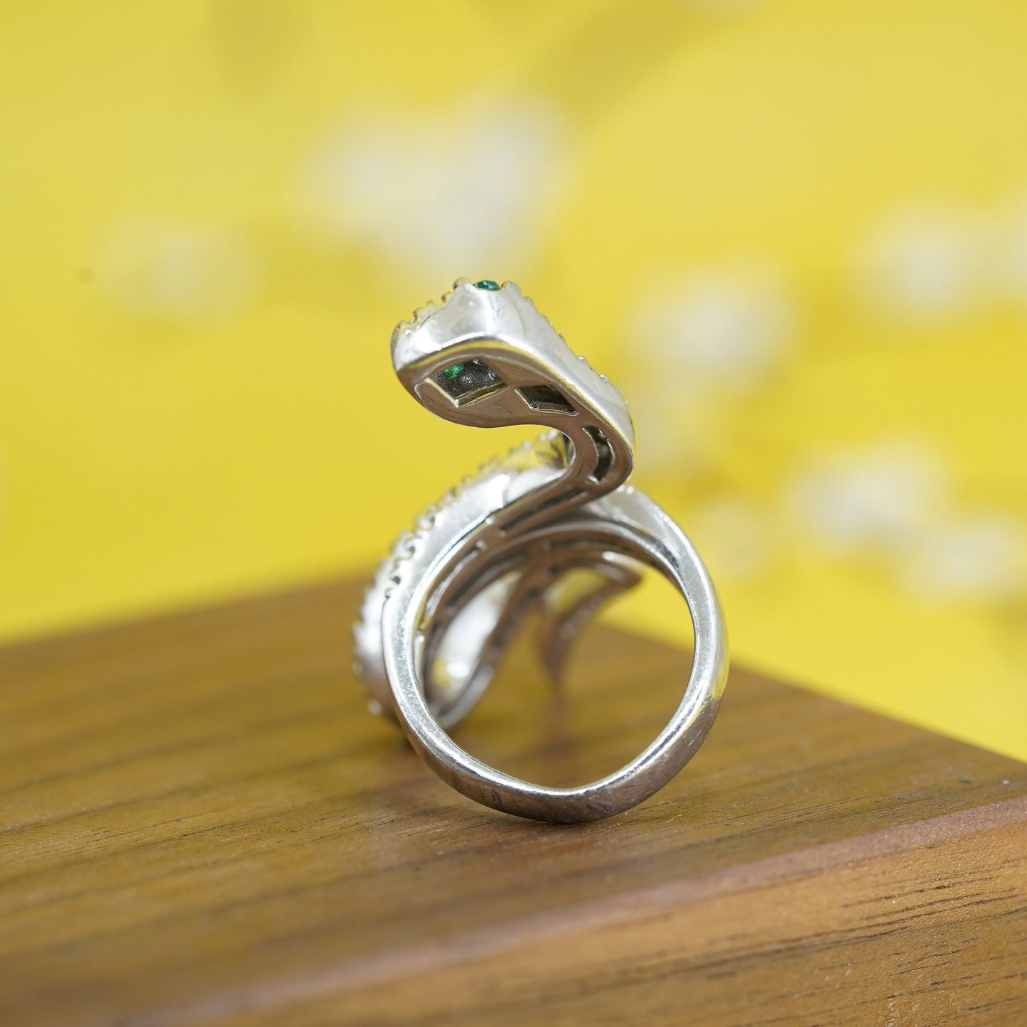 Designer Sonia Bitton Sterling silver ring, 925 snake wrap band cluster Diamond