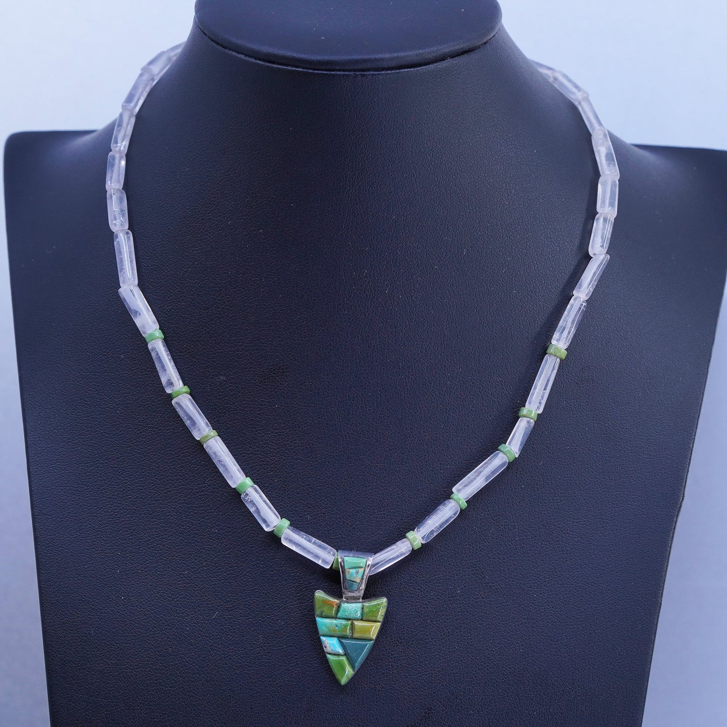 16” Navajo Native American Richard Begay Sterling 925 silver necklace turquoise