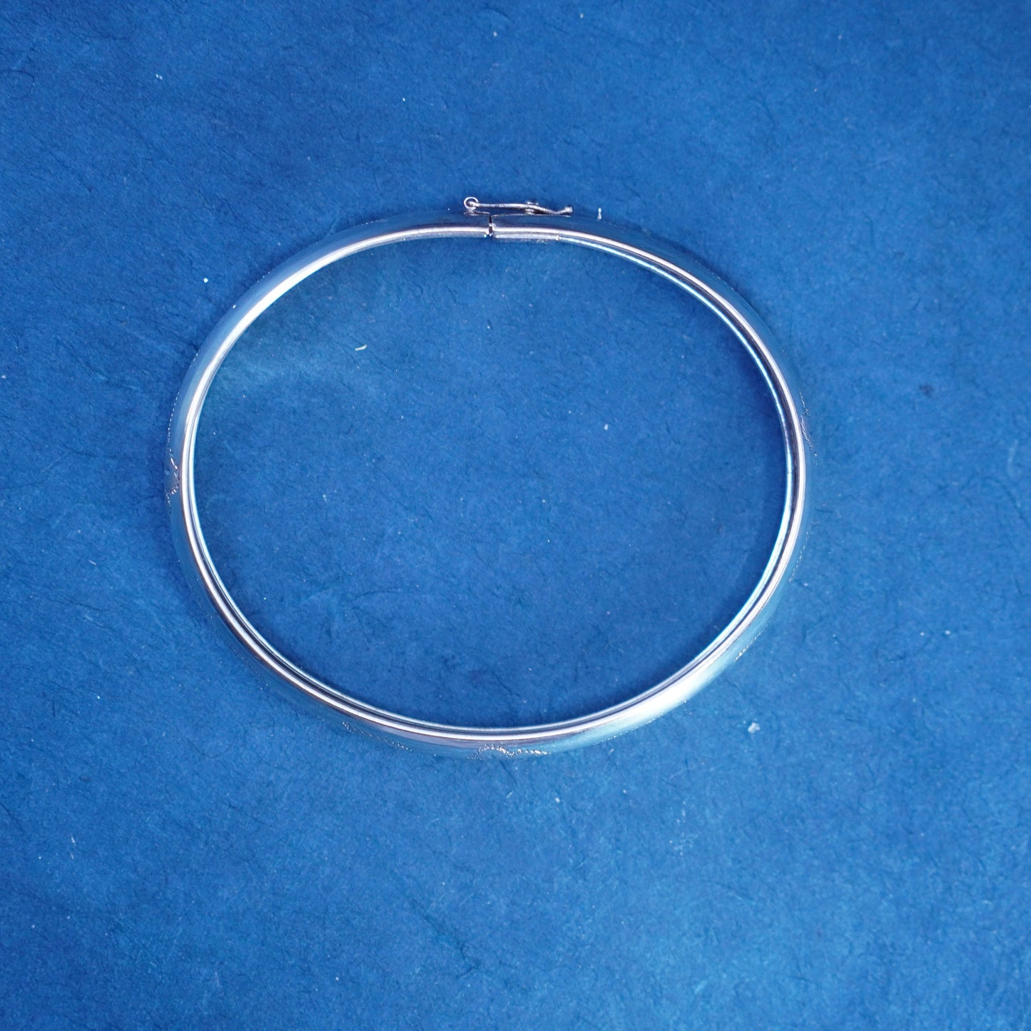 7”, Italy sterling silver handmade bracelet, 925 hinged floral textured bangle