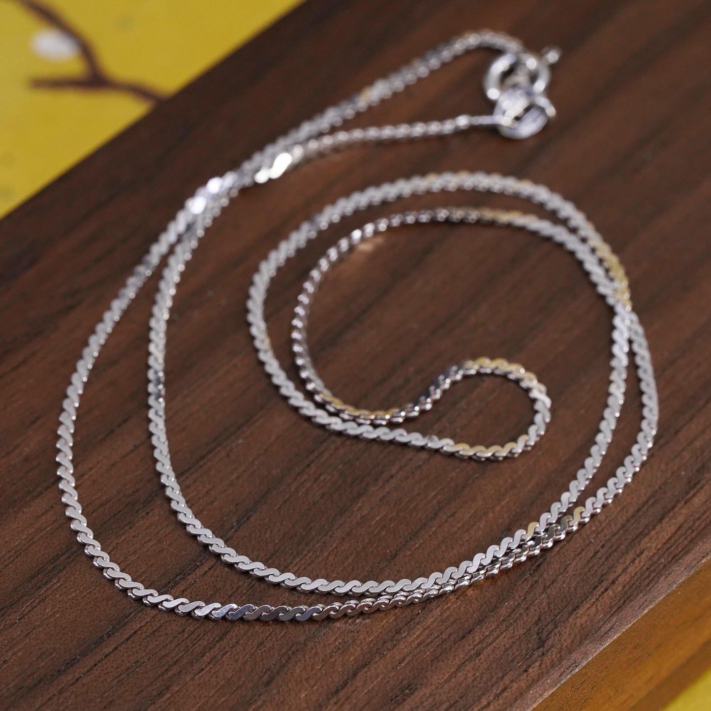 18" 1.6mm, vintage Italian Sterling silver necklace, 925 s link chain