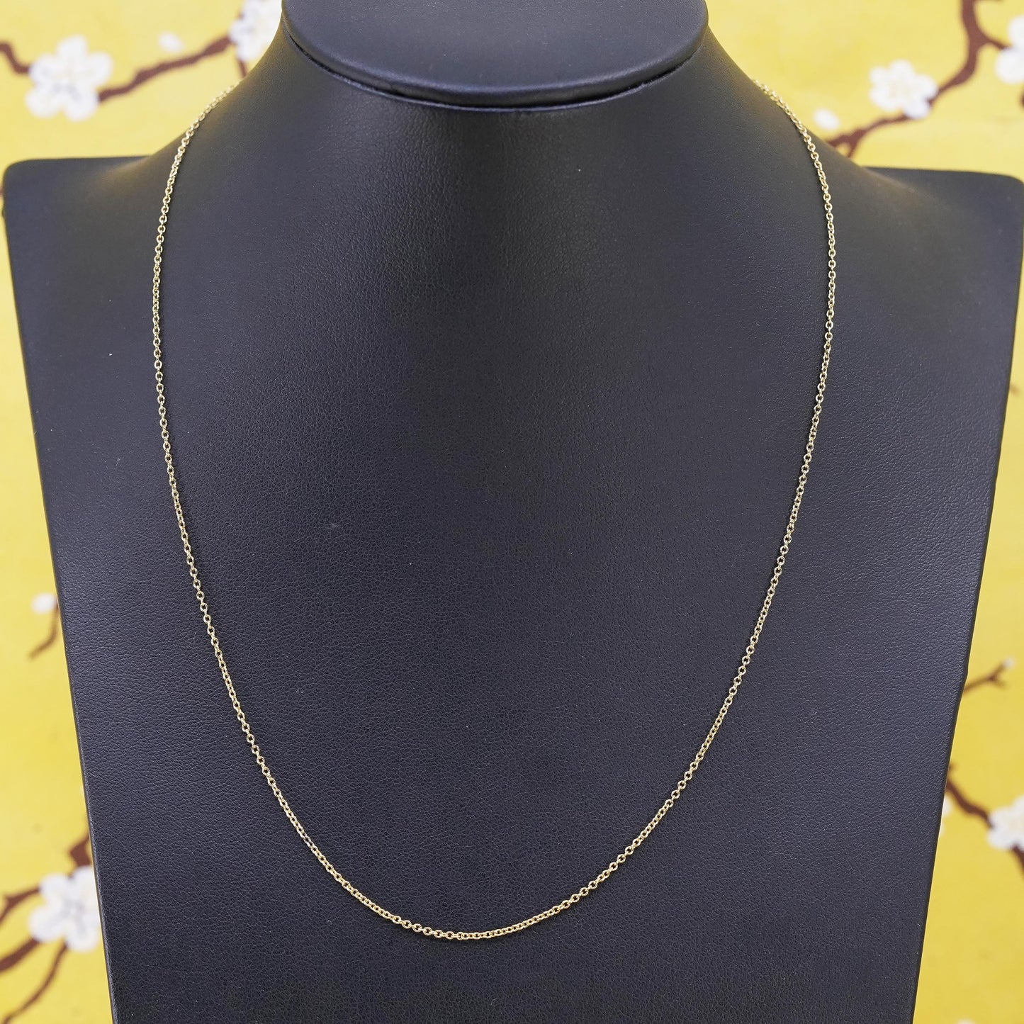 18", 1mm, vintage vermeil gold over Sterling silver circle chain, Italy 925 necklace