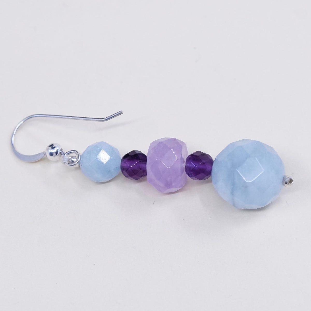 Vintage Sterling silver handmade earrings, 925 with amethyst and jade beads