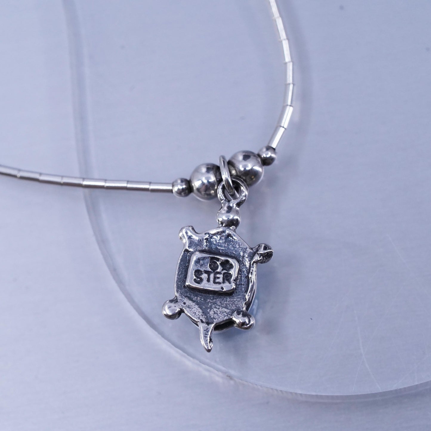 16”, Native American Sterling 925 liquid silver necklace opal turtle pendant