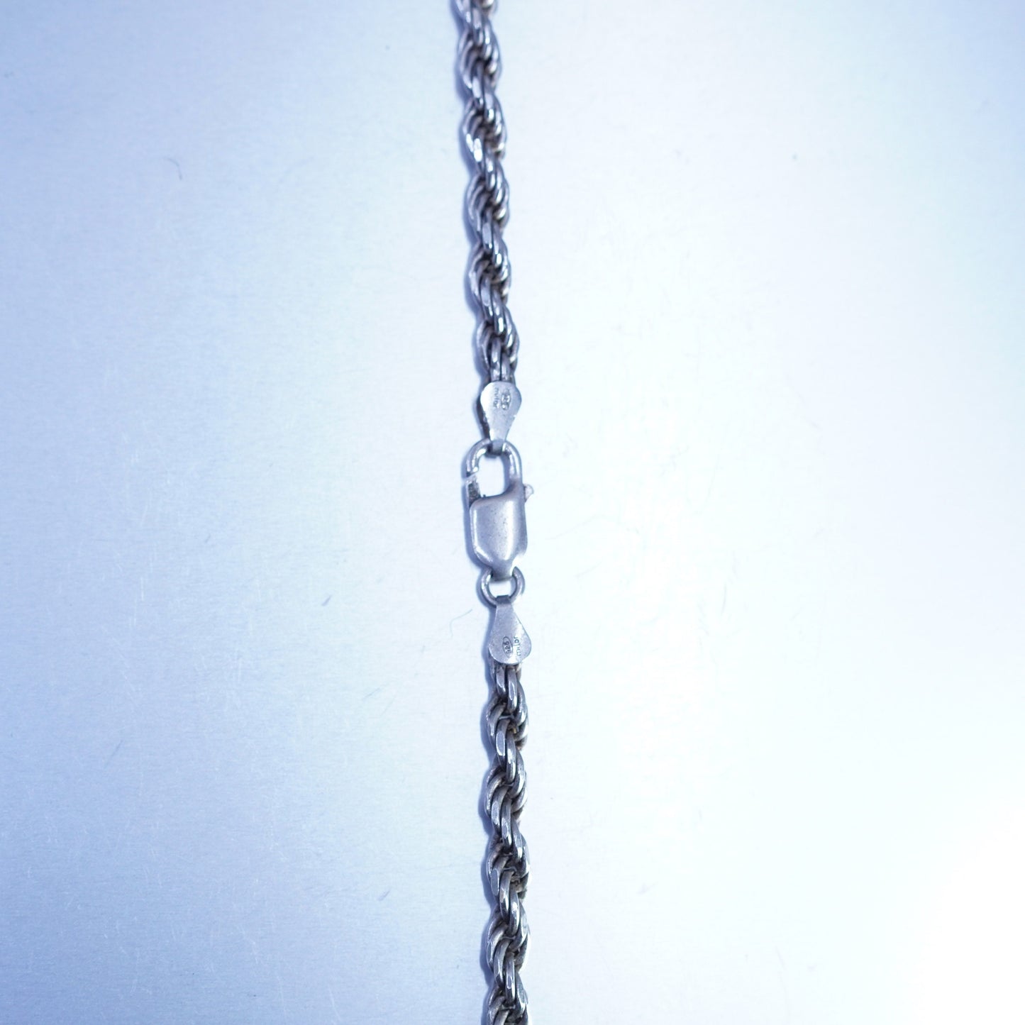 30”, Italian Milor Sterling 925 silver handmade diamond cut rope chain necklace