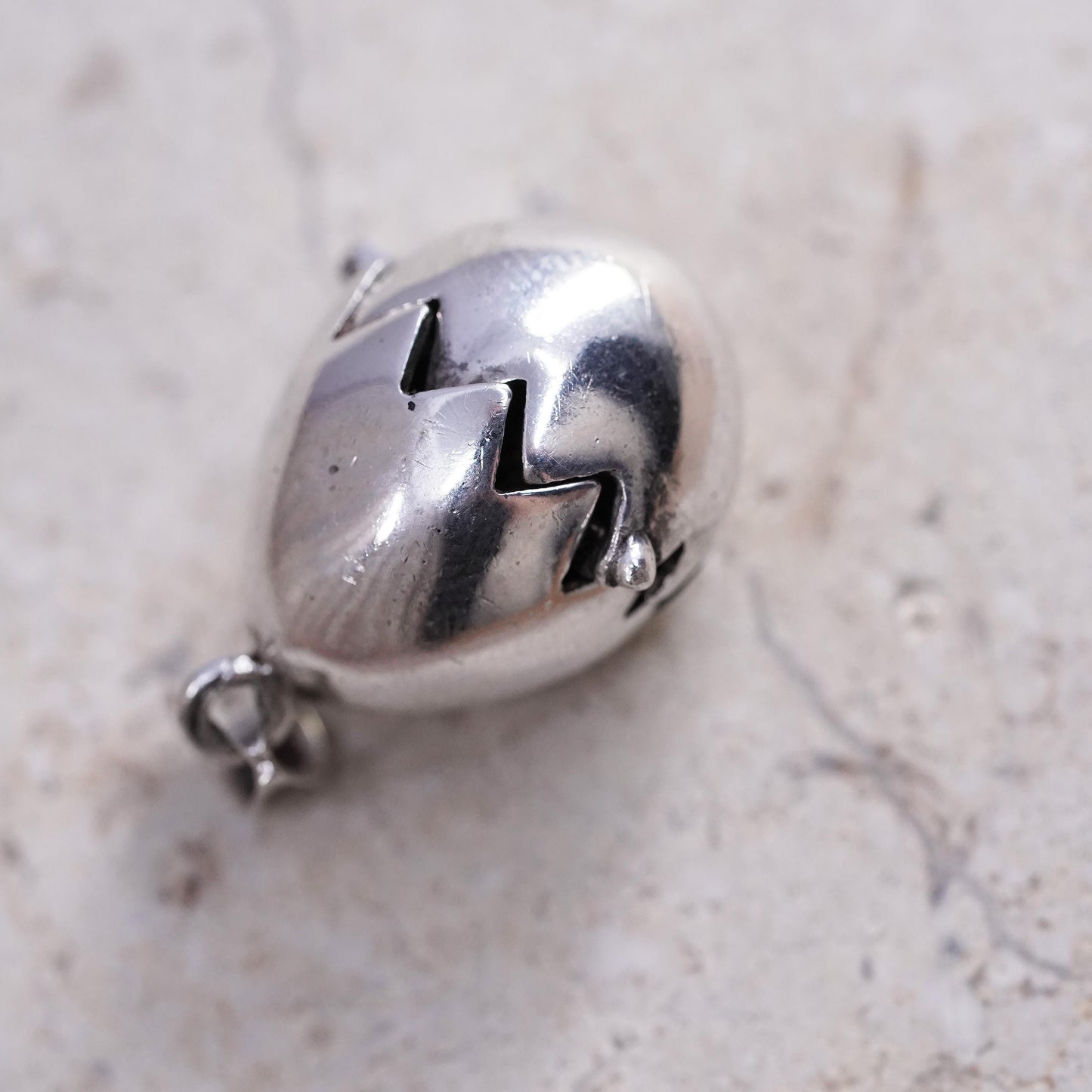 Vintage sterling silver heart charm, 925 silver golden chick egg charm pendant