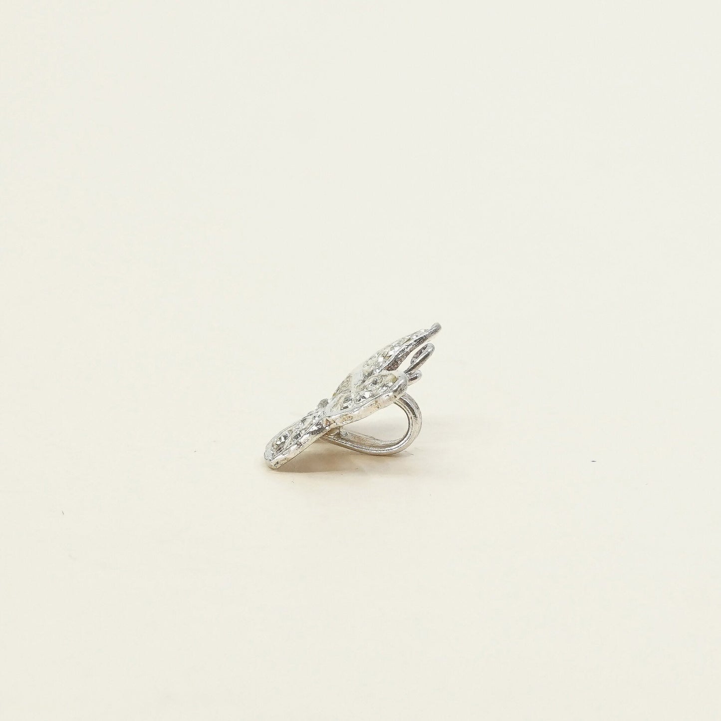 sterling silver butterfly pendant, solid 925 silver with crystal details