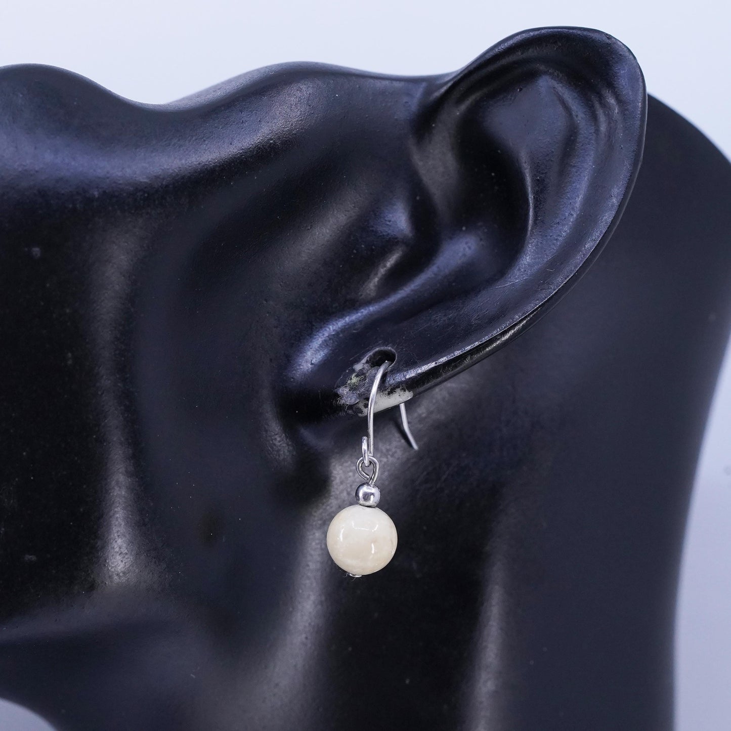 Amazing handmade Sterling Silver earrings, 925 Oval Obsidian N Beads