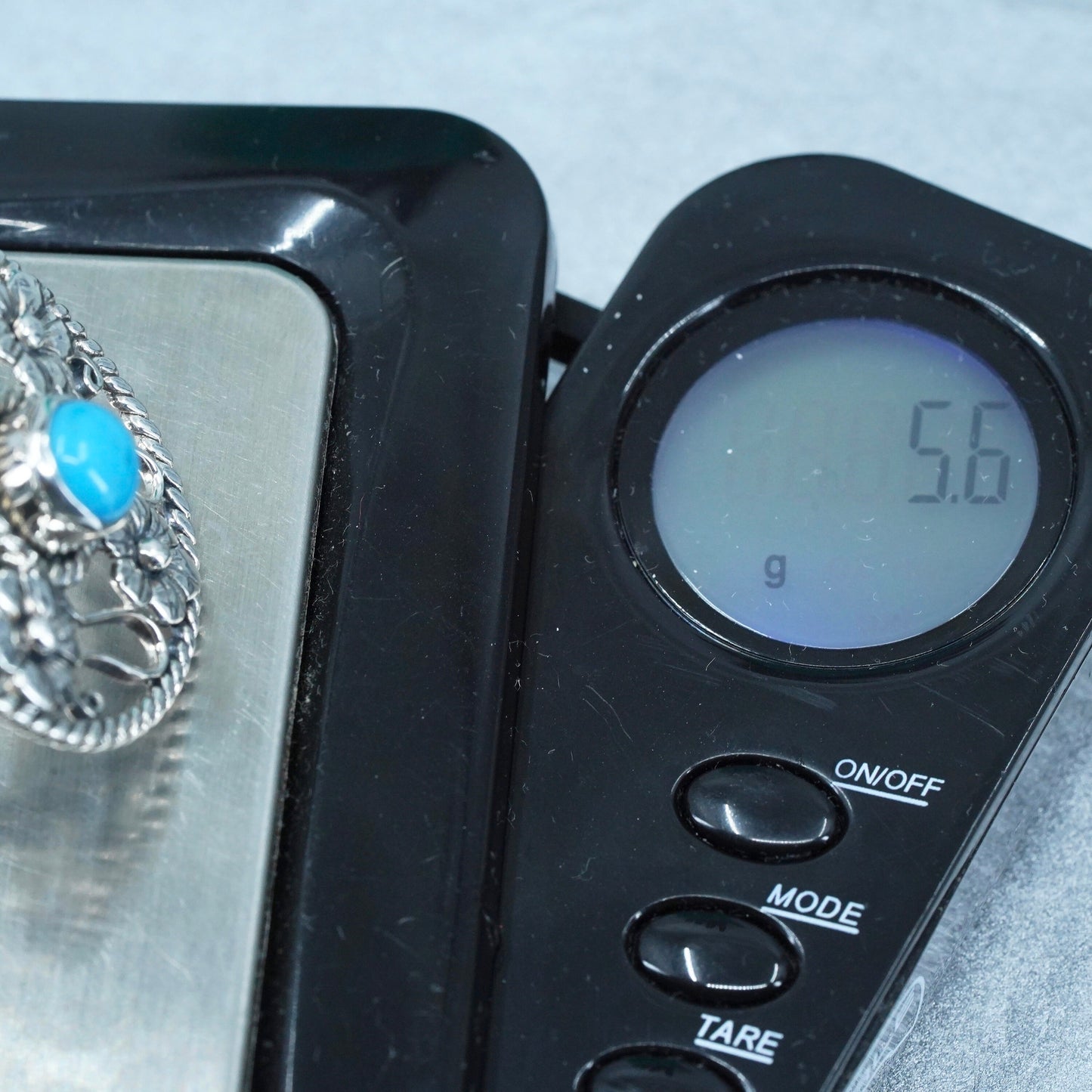 Size 6, Native American navajo Sterling 925 silver flower ring with turquoise