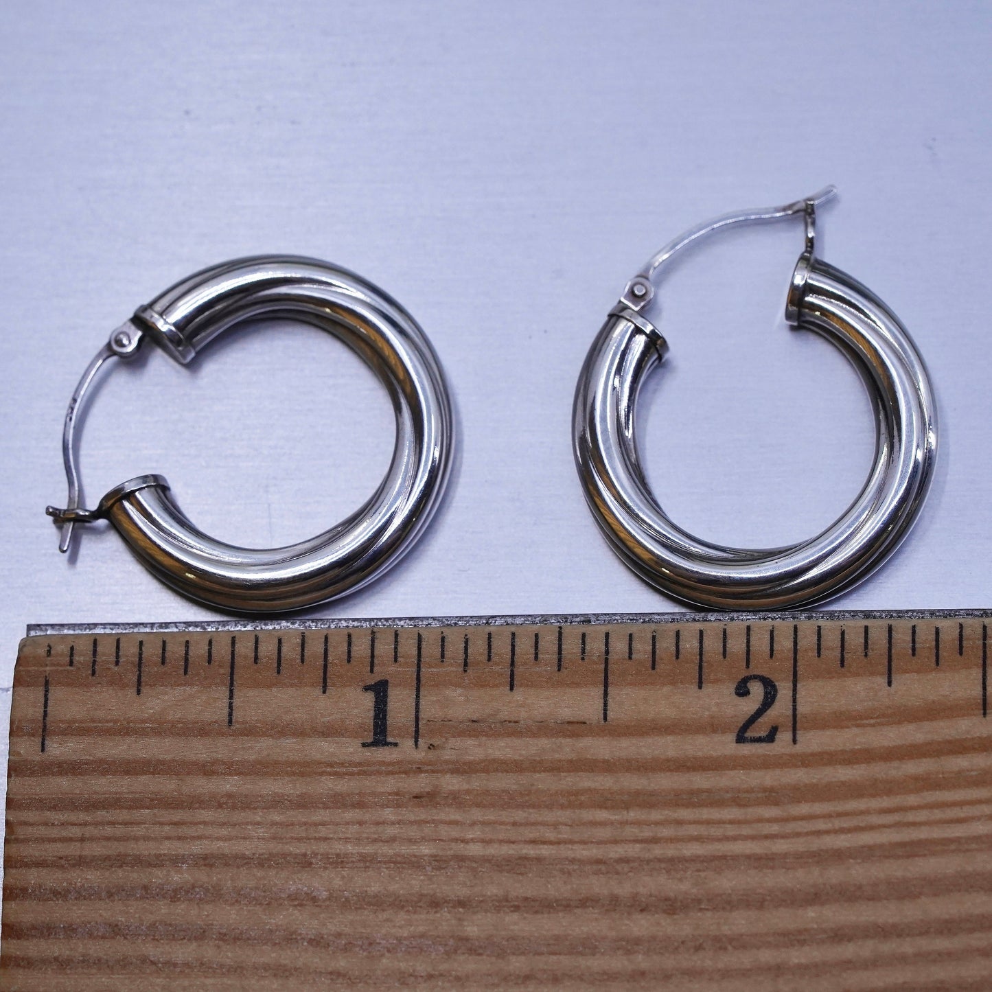 1", Vintage sterling silver loop earrings, twisted minimalist primitive hoops