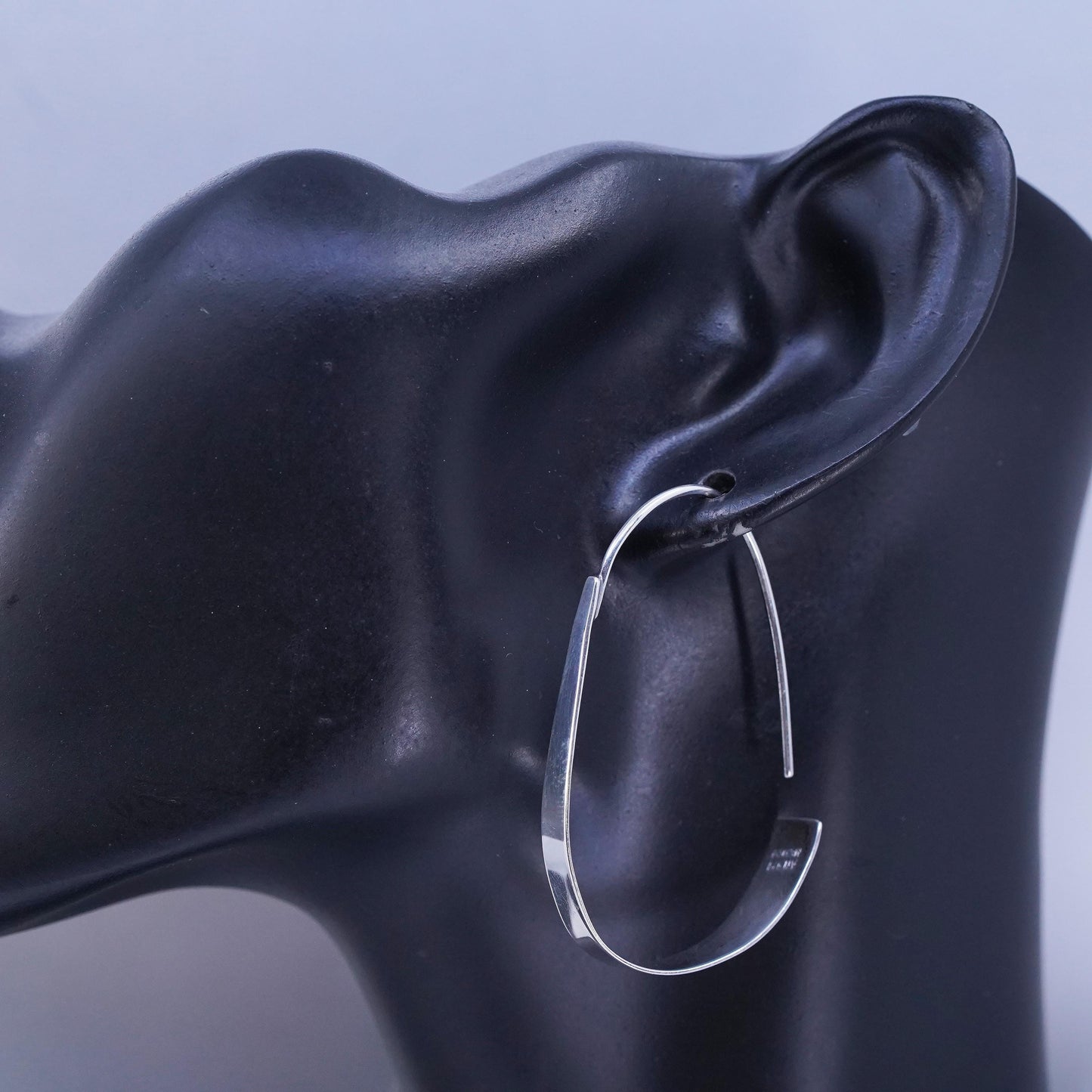2”, vintage Mexican Sterling silver handmade earrings, 925 hoops