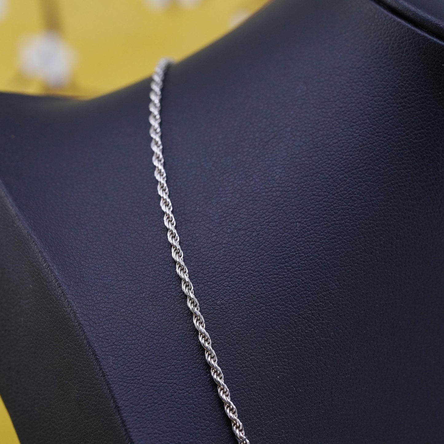 18” 2mm, vintage Sterling silver necklace, Italy 925 rope chain