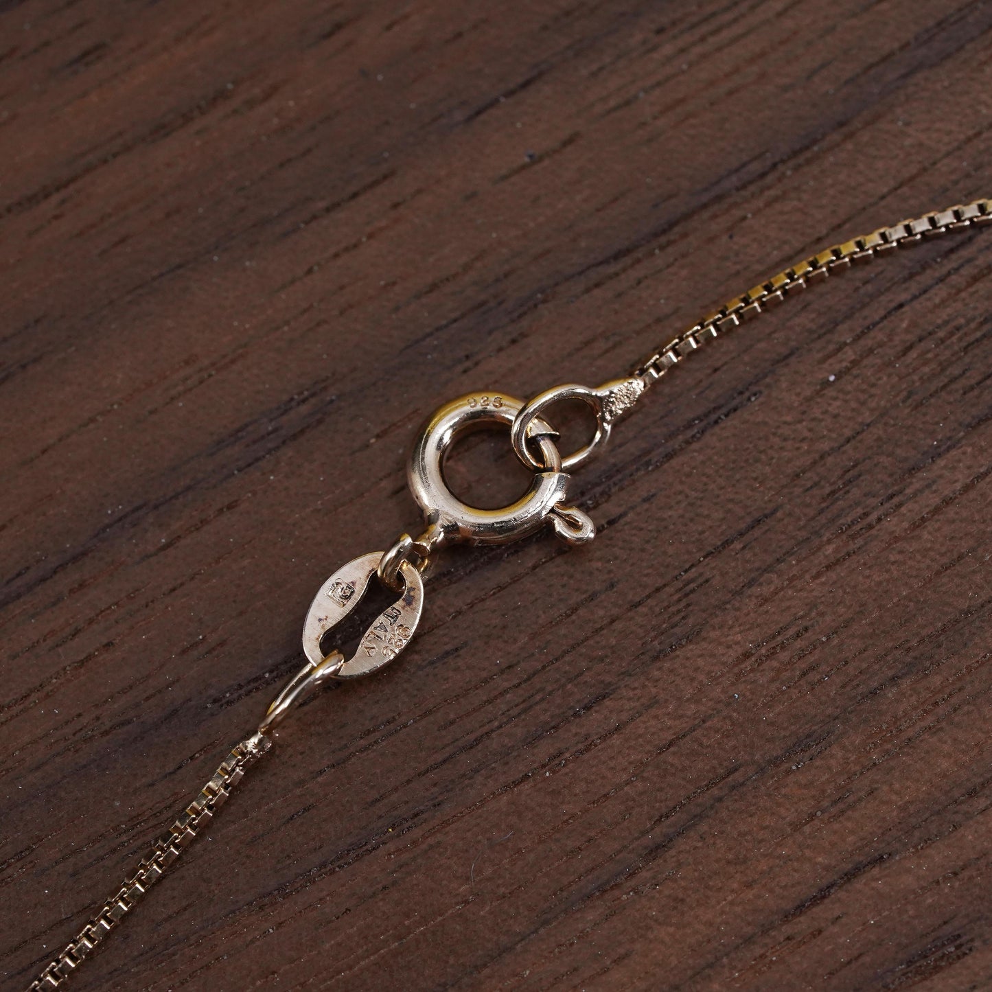 18”, vermeil gold Sterling silver necklace, 925 box chain foiled glass pearls