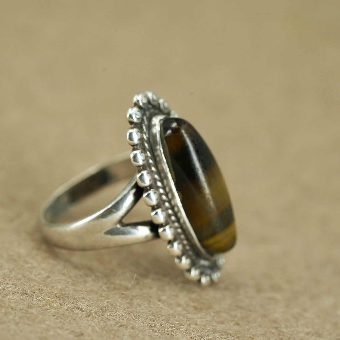 Size 5, Native American Bell Trading Sterling 925 silver ring golden tiger eye