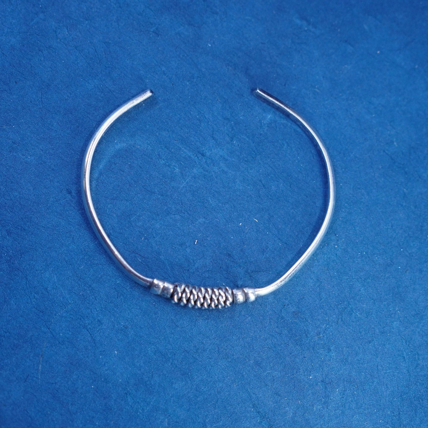 7”, vintage Mexican sterling silver handmade bracelet, 925 wrap cable cuff