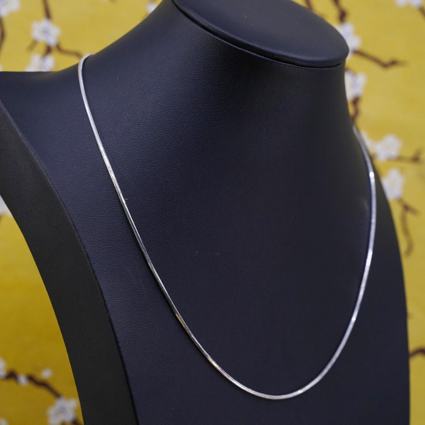 18" 1.6mm, vintage Sterling silver necklace, Italy 925 square snake chain