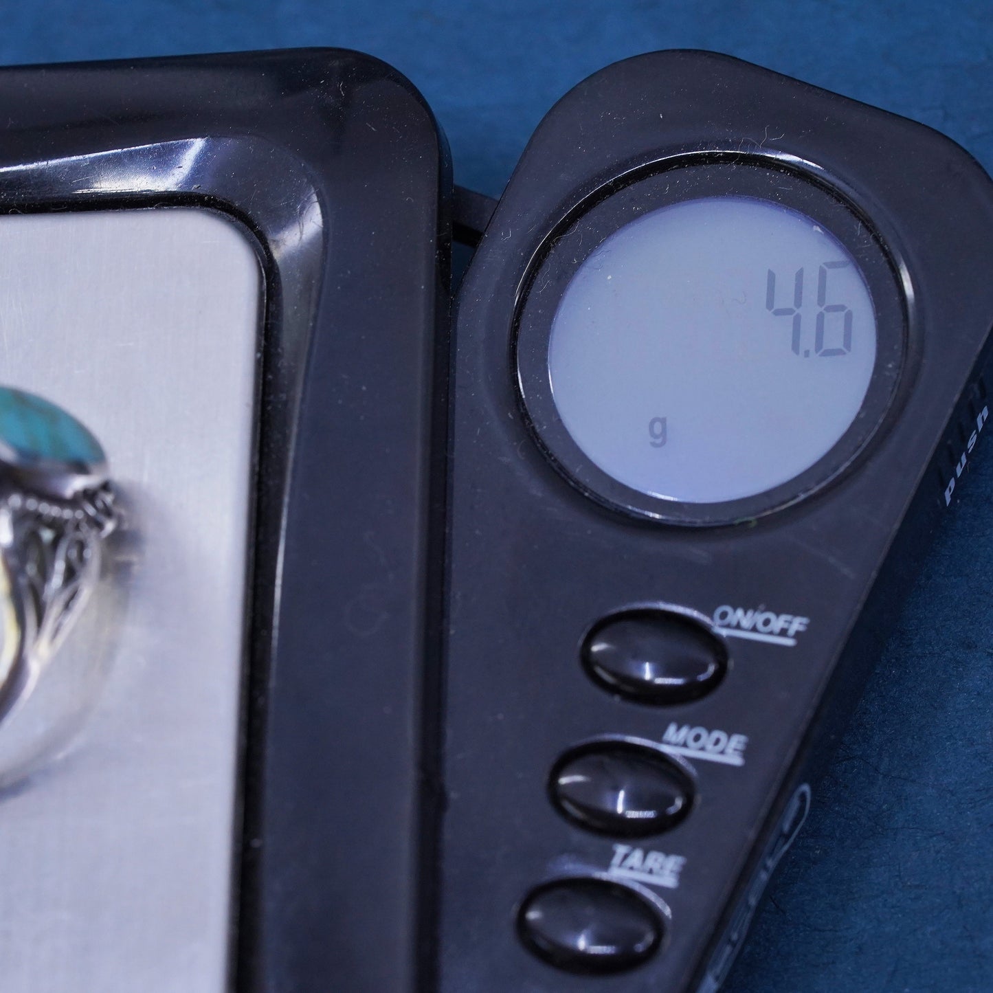 Size 10, vintage Sterling 925 silver handmade ring with turquoise and beads