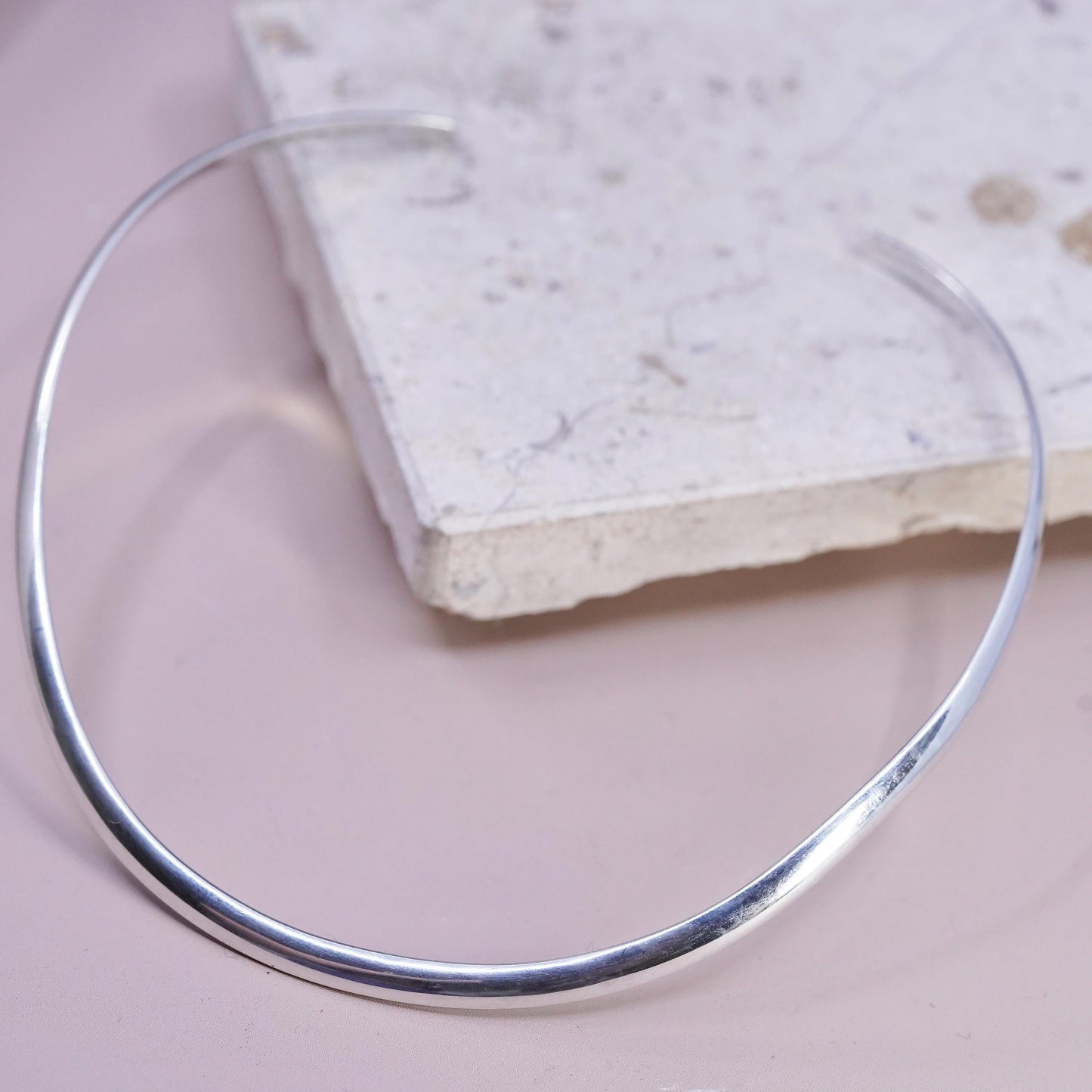 12", vintage Sterling silver handmade necklace, wavy 925 choker collar necklace