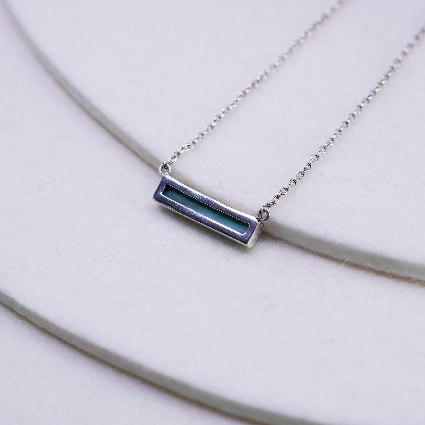 16+2”, Pura Vida Sterling 925 silver handmade necklace w/ turquoise bar pendant