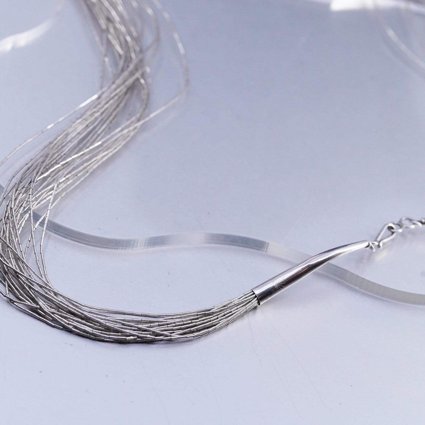 30", Native American Sterling 925 multi 20 strands liquid silver necklace