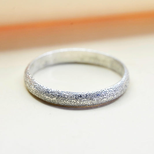 Size 8.25, vintage sterling silver handmade glittering ring, 925 stackable band