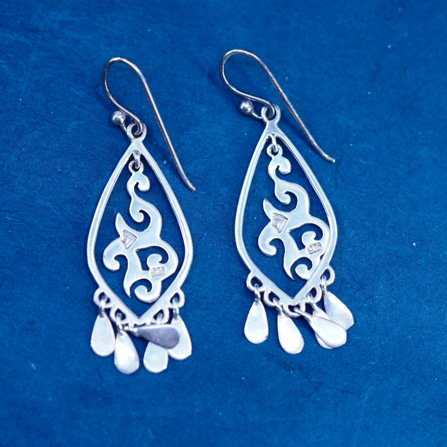 vtg silpada Sterling silver handmade earrings, 925 filigree teardrop dangles