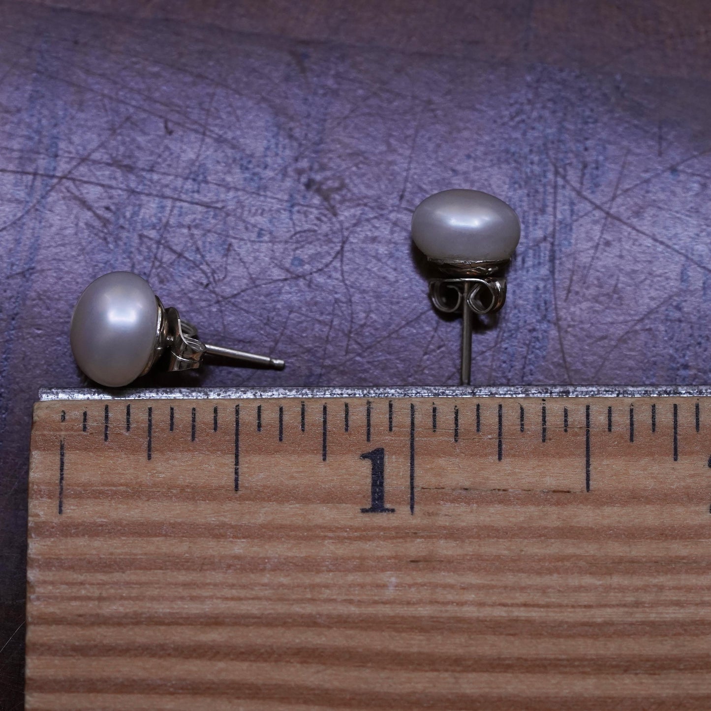 8mm, Vintage 925 Sterling silver handmade studs earrings white pearl