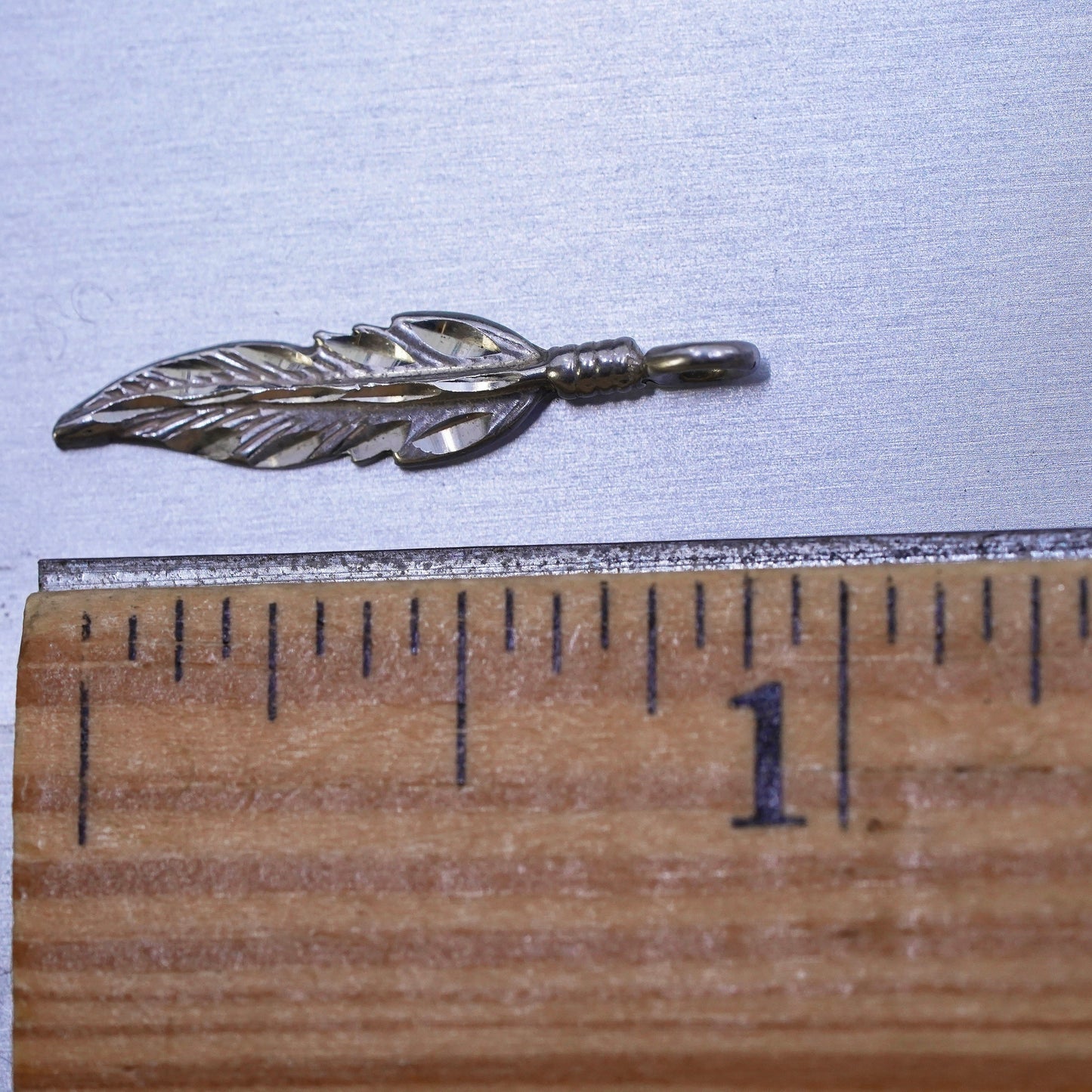 Native American Sterling silver handmade pendant, 925 feather charm