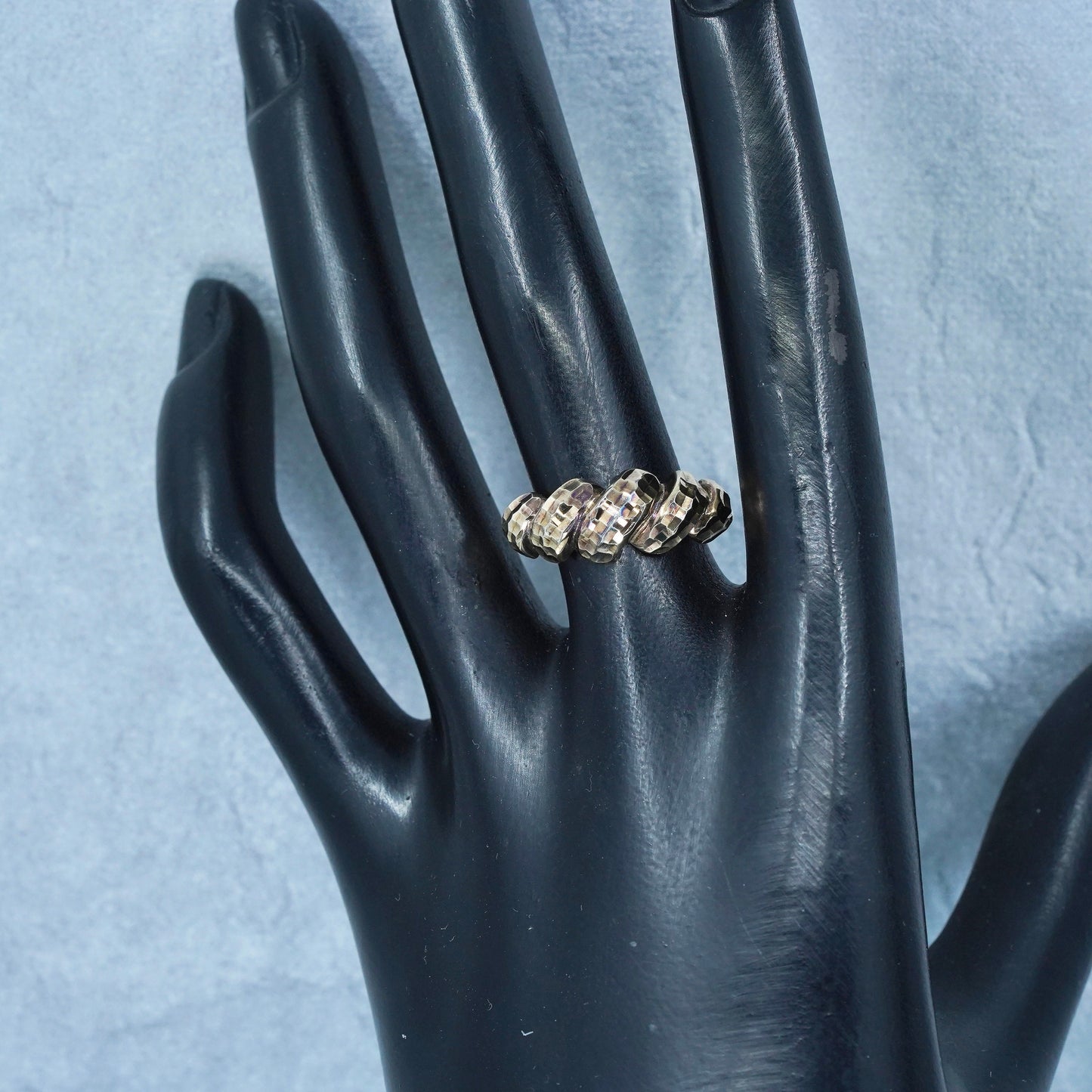 Size 7, vtg Italian Itaor vermeil gold filled Sterling 925 silver textured ring