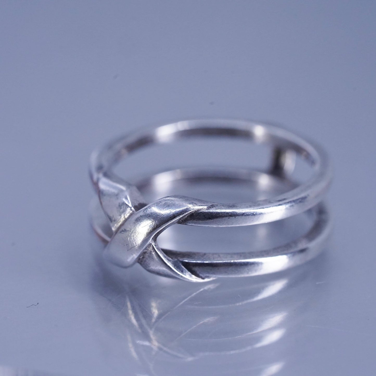 Size 10, vintage Sterling 925 silver ring, crossed double band